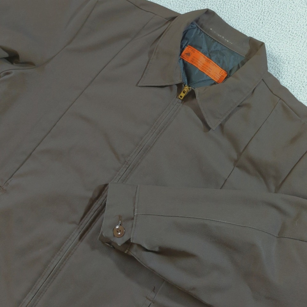 Vintage Red Kap Work Jacket Mens Large Brown Quilted Talon Zip USA Team Jacket
